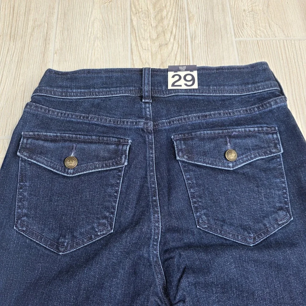 GAP High Rise Jeans Womens Flare Blue 70s Style Stretch Denim NWT Size 29‎